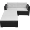 Image de vidaXL Ensemble de salon de jardin 3 pièces avec coussins Poly rotin noir