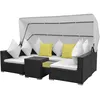 Image de vidaXL Ensemble de salon de jardin 7 pièces avec toit solaire Poly rotin noir