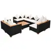 Image de vidaXL Ensemble de salon de jardin 9 pièces avec coussins Poly rotin noir