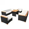 Image de vidaXL Ensemble salon de jardin 10 pièces avec coussins Poly rotin noir