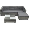 Image de vidaXL Ensemble de salon de jardin 5 pièces avec coussins Poly rotin gris