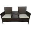 Image de vidaXL Canapé de jardin 2 places avec table de thé Poly rotin brun