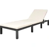 Image de vidaXL Chaise longue avec support Poly rotin noir