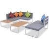 Image de vidaXL Ensemble de salon de jardin 4 pièces avec coussins Aluminium et WPC