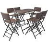 Image de vidaXL Ensemble de jardin 7 pièces pliable acier poly rotin brun