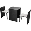 Image de vidaXL Ensemble Bistro 3 pièces avec coussins Poly Rattan Noir