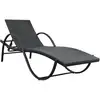 Image de vidaXL Chaise longue avec support Poly rotin noir