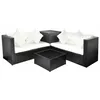 Image de vidaXL Ensemble salon de jardin 4 pièces avec coussins Poly rotin noir