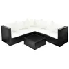 Image de vidaXL Ensemble salon de jardin 4 pièces avec coussins Poly rotin noir
