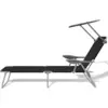 Image de vidaXL Chaise longue avec protection solaire Acier noir