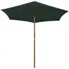 Image de vidaXL Parasol 270x270 cm Mât en bois vert
