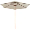 Image de vidaXL Parasol 270×270 cm mât en bois blanc crème