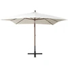 Image de vidaXL Parapluie 300x300 cm Mât en bois blanc