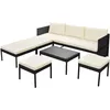 Image de vidaXL Ensemble de salon de jardin 6 pièces avec coussins Poly rotin noir