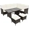 Image de vidaXL Ensemble de salon de jardin 4 pièces avec coussins Poly rotin brun