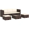 Image de vidaXL Ensemble de salon de jardin 4 pièces avec coussins Poly rotin brun