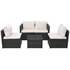 Image de vidaXL Ensemble de salon de jardin 5 pièces avec coussins Poly rotin noir