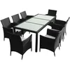 Image de vidaXL Salon de jardin 9 pièces avec coussins Poly rotin noir