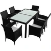 Image de vidaXL Ensemble de jardin 7 pièces avec coussins Poly rotin noir