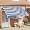 Image de vidaXL Store rétractable manuel 350 cm bleu/blanc rayé