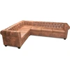 Image de vidaXL Canapé d'angle Chesterfield 6 places en similicuir brun