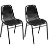 Image de Vidaxl - Chaises À Manger Lot De 2 Noir Cuir Véritable