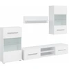 Image de vidaXL Meuble-paroi en cinq parties Armoire TV avec éclairage LED Blanc