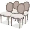 Image de Vidaxl   Lot De 4 Chaises À Manger Crème   Cadre En Bouleau Et Pieds En Bois D'Hévéa   Rembourrage En Lin   Dimensions 50x56x95,5cm