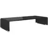 Image de vidaXL Table TV/rehausseur d'écran verre noir 60x25x11 cm