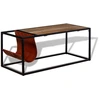 Image de vidaXL Table basse avec porte-revues en cuir véritable 110x50x45 cm