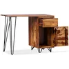 Image de vidaXL Bureau avec 1 tiroir et 1 armoire en bois massif d'acacia
