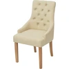 Image de vidaXL Chaises de salle à manger 6 pcs. Tissu blanc crème