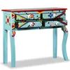 Image de vidaXL Table console en bois massif Mango bleu peint à la main
