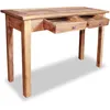 Image de Vidaxl   Table Console En Bois D'Acajou Massif 123x42x75 Cm   2 Tiroirs   Style Vintage   Unique Et Authentique