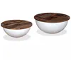 Image de vidaXL Ensemble de 2 tables basses en vieux bois massif blanc en forme de coupe