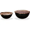 Image de vidaXL Ensemble de tables basses 2 pièces vieux bois massif noir en forme de bol