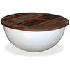Image de Table Basse Bois De Récupération Massif Blanc Forme De Bol Vidaxl
