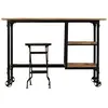 Image de vidaXL Bureau avec tabouret pliant Bois de manguier massif 115x50x76 cm