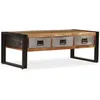 Image de vidaXL Table basse avec 3 tiroirs en vieux bois massif 100x50x35 cm