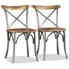 Image de vidaXL Chaises de salle à manger 4 pcs. Bois de manguier massif et dossier croisé en acier
