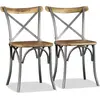 Image de vidaXL Chaises de salle à manger 6 pcs. Bois de manguier massif et dossier croisé en acier