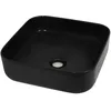 Image de vidaXL Lavabo en céramique carré noir 38 x 38 x 13,5 cm