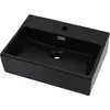 Image de vidaXL Lavabo avec trou pour robinetterie Céramique noire 51,5 x 38,5 x 15 cm