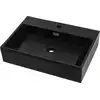 Image de vidaXL Lavabo avec trou pour robinetterie Céramique noire 60,5 x 42,5 x 14,5 cm