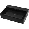 Image de vidaXL Lavabo avec trou pour robinetterie Céramique noire 76 x 42,5 x 14,5 cm