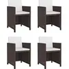 Image de vidaXL Ensemble de jardin 5 pièces avec coussins Poly rotin brun