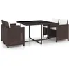 Image de Vidaxl 5 Piece Outdoor Dining Set With Cushions Poly Rattan Brown