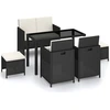 Image de vidaXL Ensemble de jardin 6 pièces avec coussins Poly rotin noir