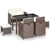 Image de vidaXL Ensemble de jardin 6 pièces avec coussins Poly rotin brun