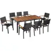 Image de Vidaxl - Mobilier D'Extérieur 9 Pcs Résine Tressée Et Bois D'Acacia Noir